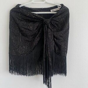 Zara black fringes skirt